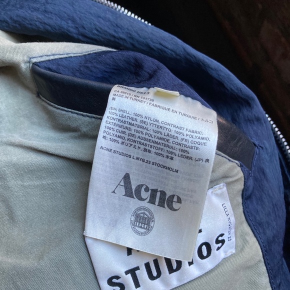 ACNE STUDIOS bomber jacket with leather sleeves Mens Small/M or - Woman Medium - Picture 7 of 13